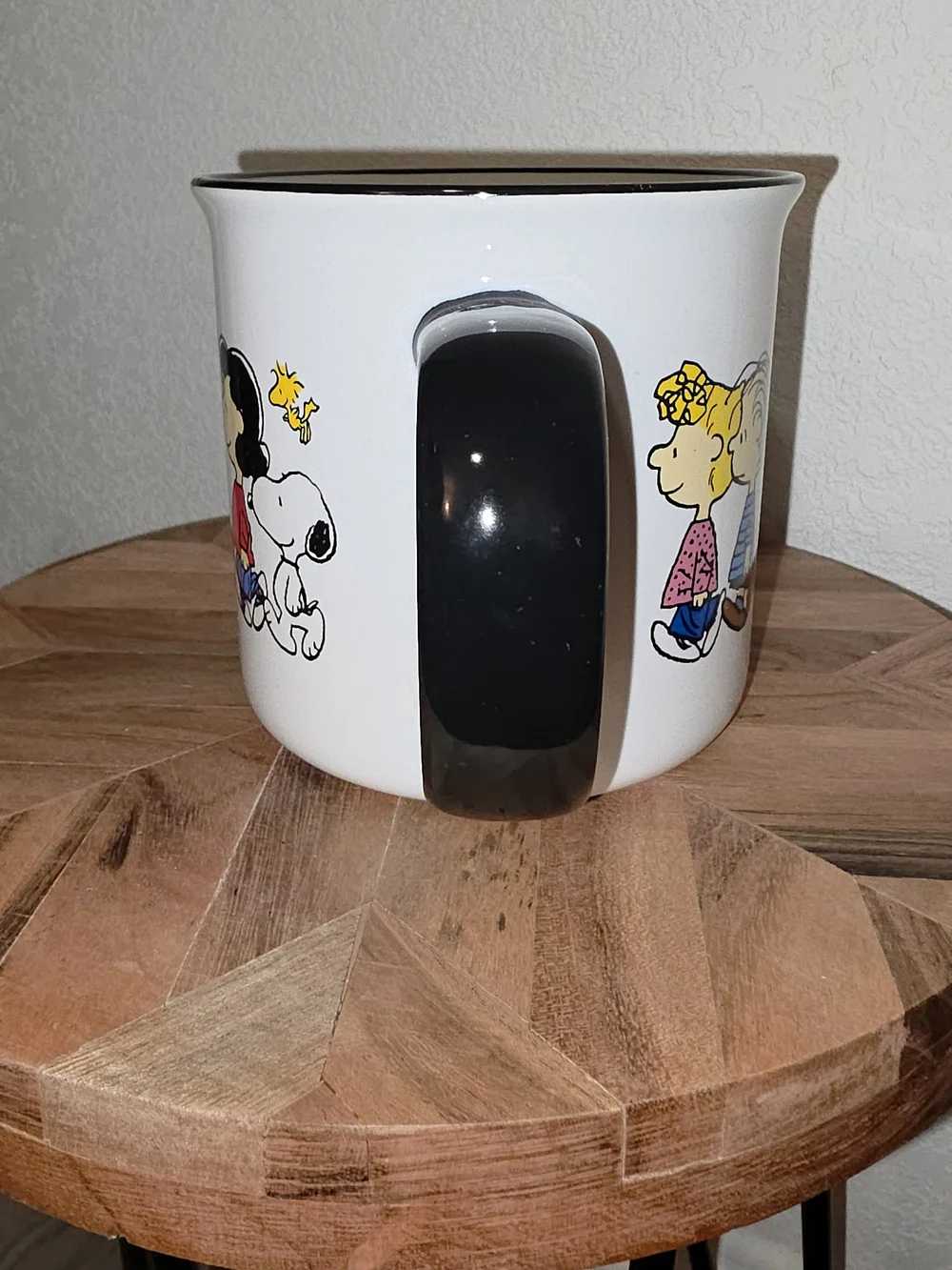 Peanuts Charlie Brown And Friends Ceramic Mug, White & Black Handle & Rim, 21 Oz